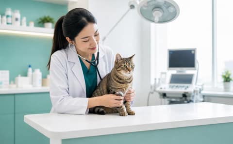 StarVets veterinarian examining a cat in a modern clinic